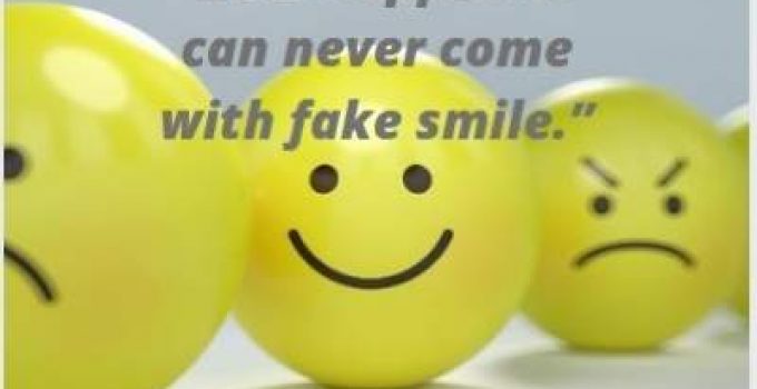 status quotes on real happiness and fake smile with emoji