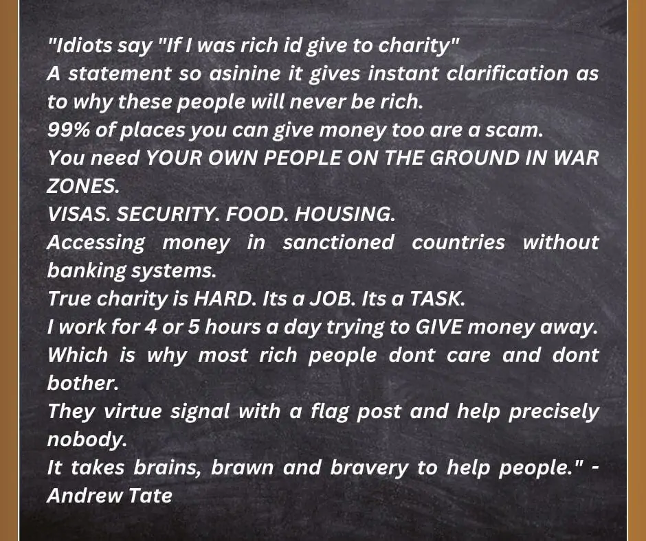 andrew tate quotes on charity