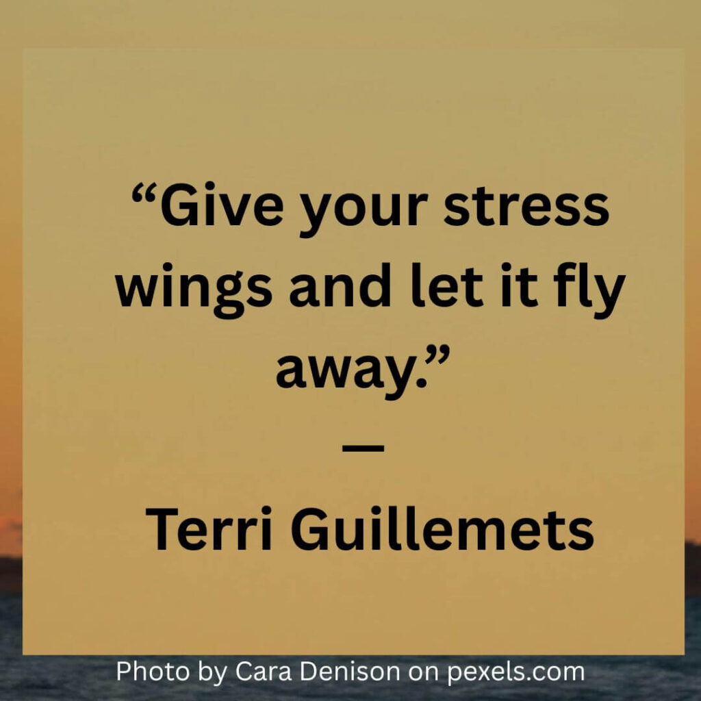let stress fly away quote Terri Guillemets