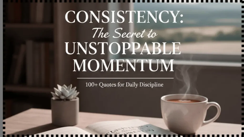 A leather-bound habit tracker journal on a wooden desk with a morning coffee and red X marks symbolizing consistent daily progress