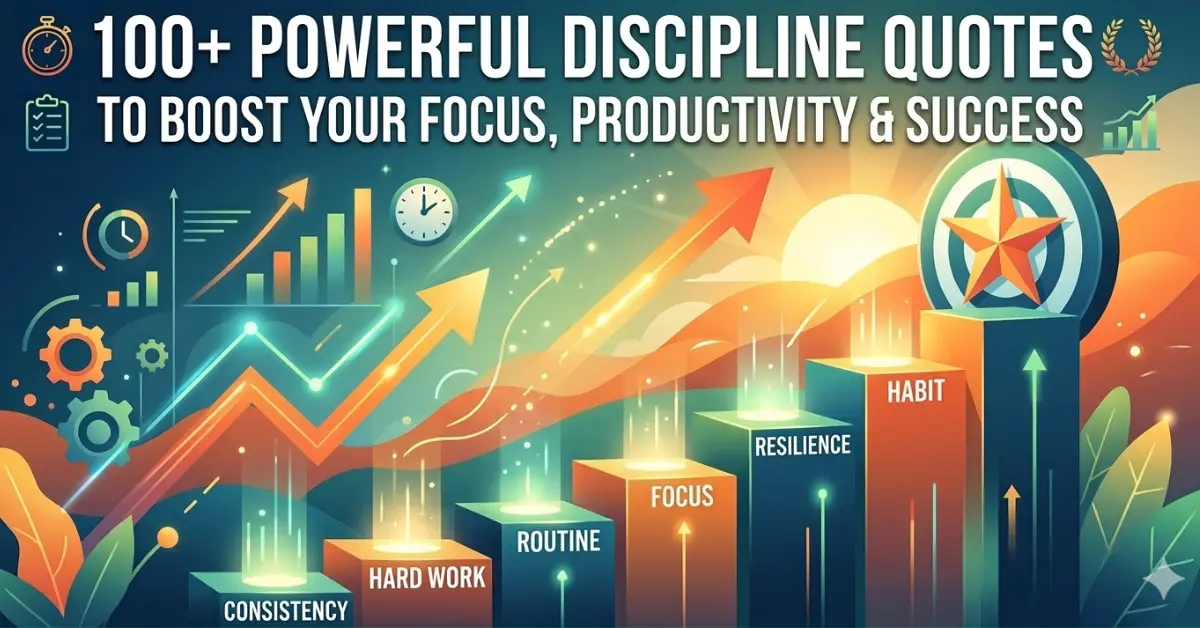 Infographic showing a rising growth chart and steps labeled Consistency, Hard Work, Routine, Focus, Resilience, and Habit leading to a target star.