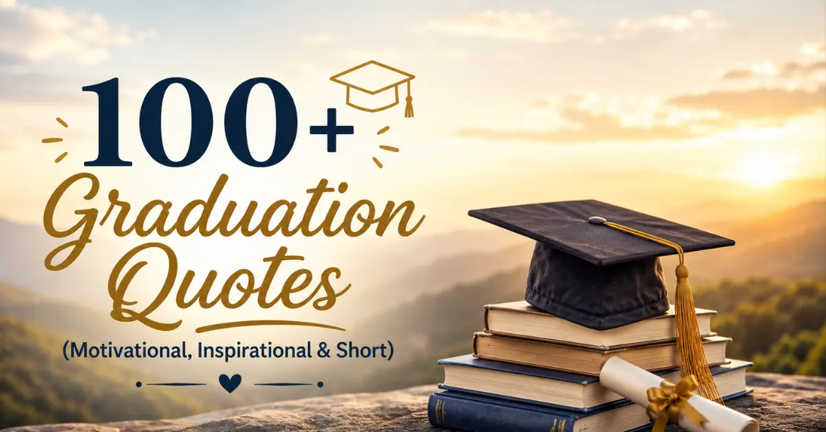 Motivational and inspirational graduation quotes concept with cap, books, and diploma symbolizing success and new beginnings