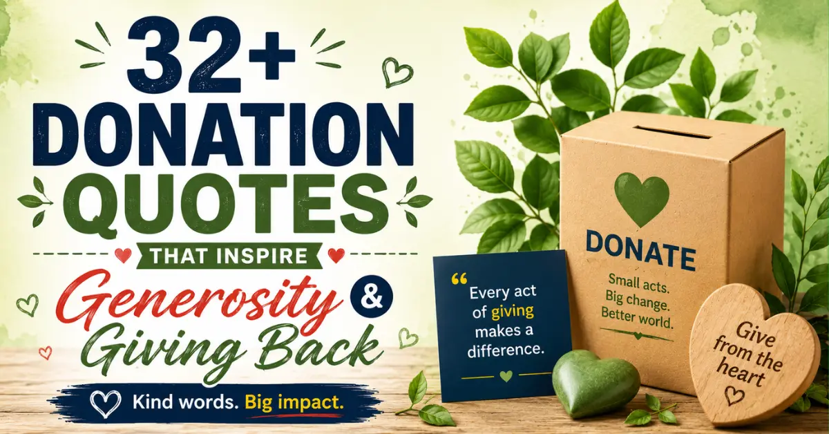 Donation quotes that inspire generosity and giving back with donation box and heart illustration