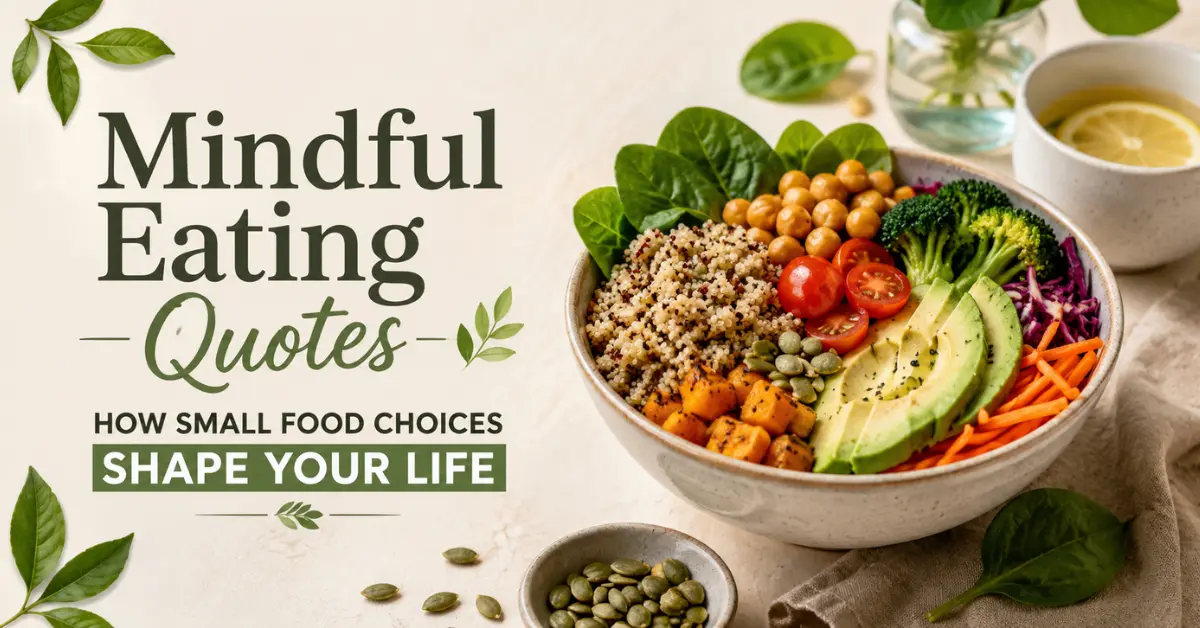 Mindful eating quotes concept with healthy balanced bowl showing how small food choices shape daily life
