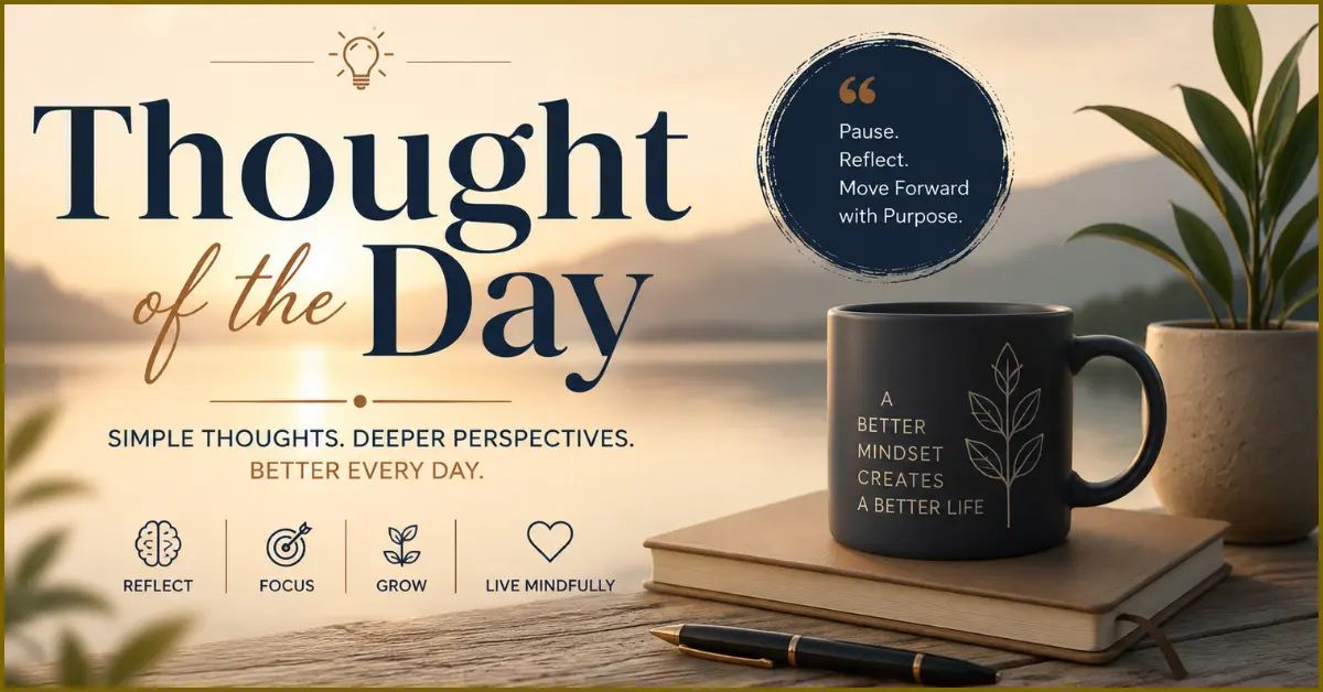 Thought of the day with a simple daily wisdom message for clarity, focus, and positive mindset
