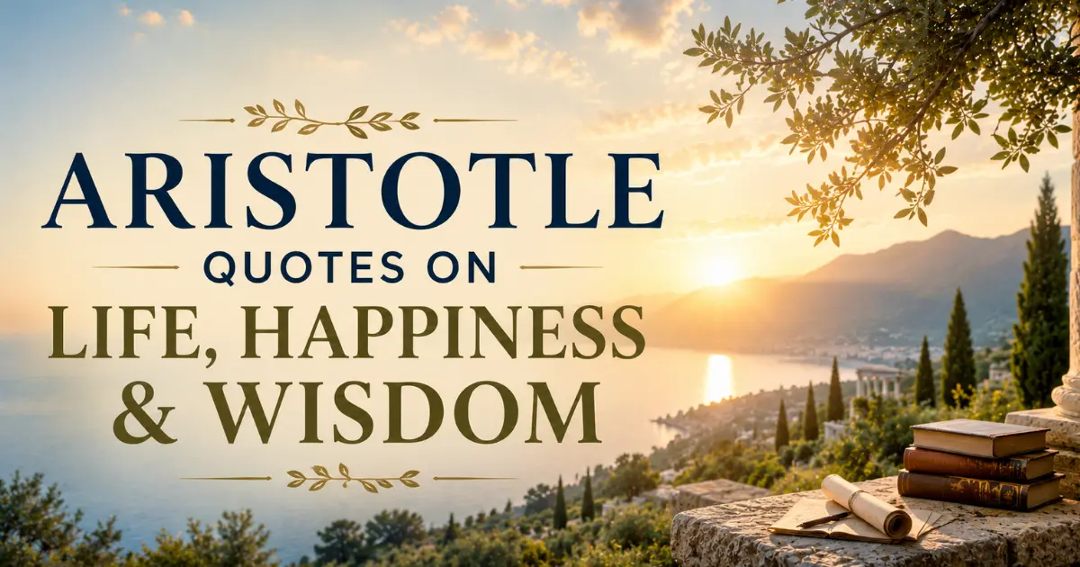 Peaceful nature landscape with soft sunlight symbolizing Aristotle quotes on life, happiness, and wisdom