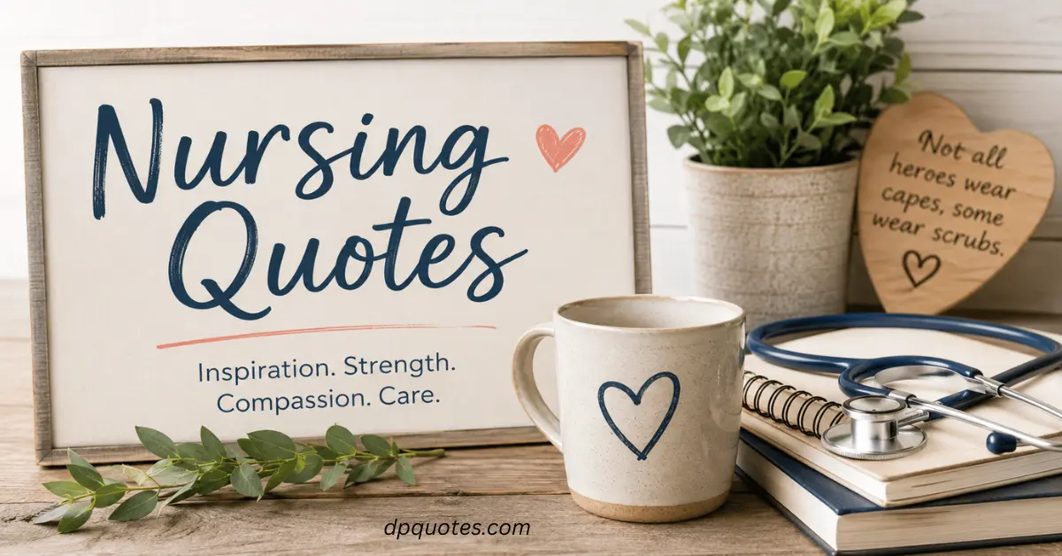 Nursing quotes featured image with inspirational message about compassion, strength, and care