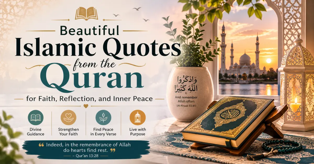 Quran quotes with meaningful verses about guidance, patience, faith, and wisdom in life
