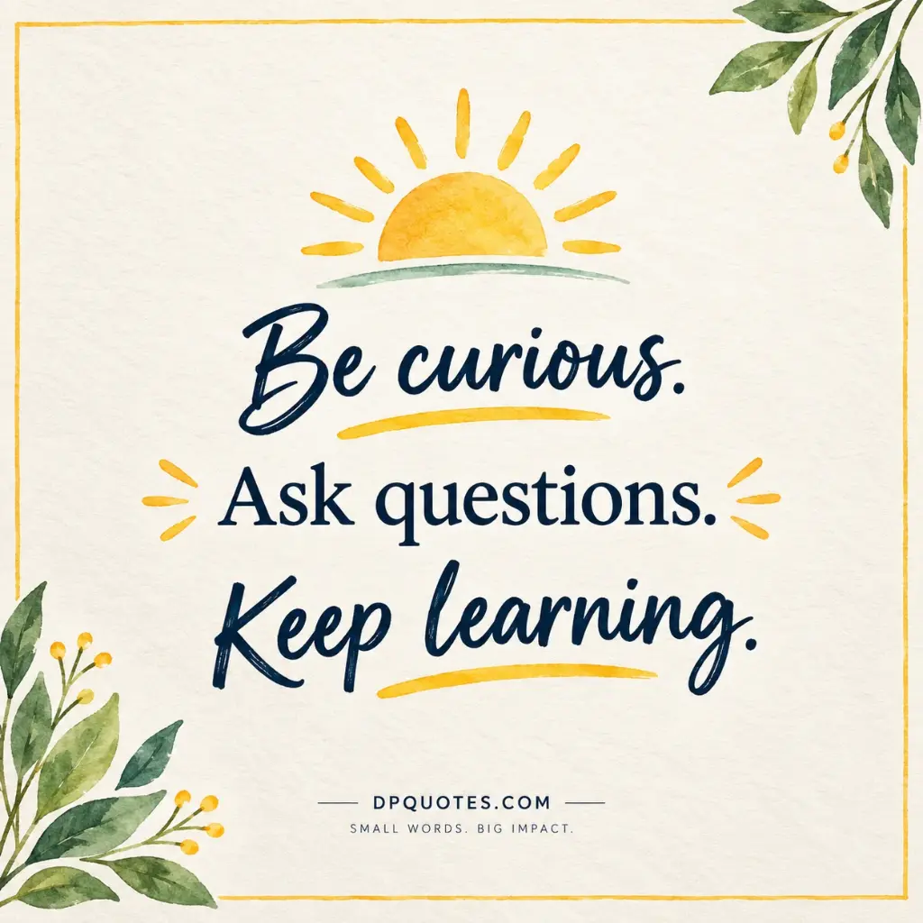 Printable classroom wall art featuring the motivational quote "Be curious, ask questions, keep learning" in bold typography with colorful accents, designed for teachers, students, and educational spaces.