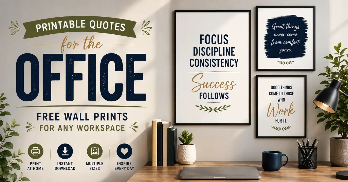 Minimalist printable quotes for office featuring modern wall prints designed for home offices, corporate workspaces, and professional office décor