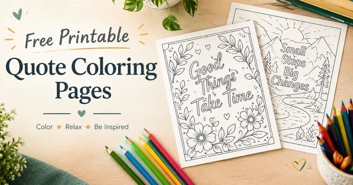Free printable quote coloring pages with inspirational designs and colored pencils