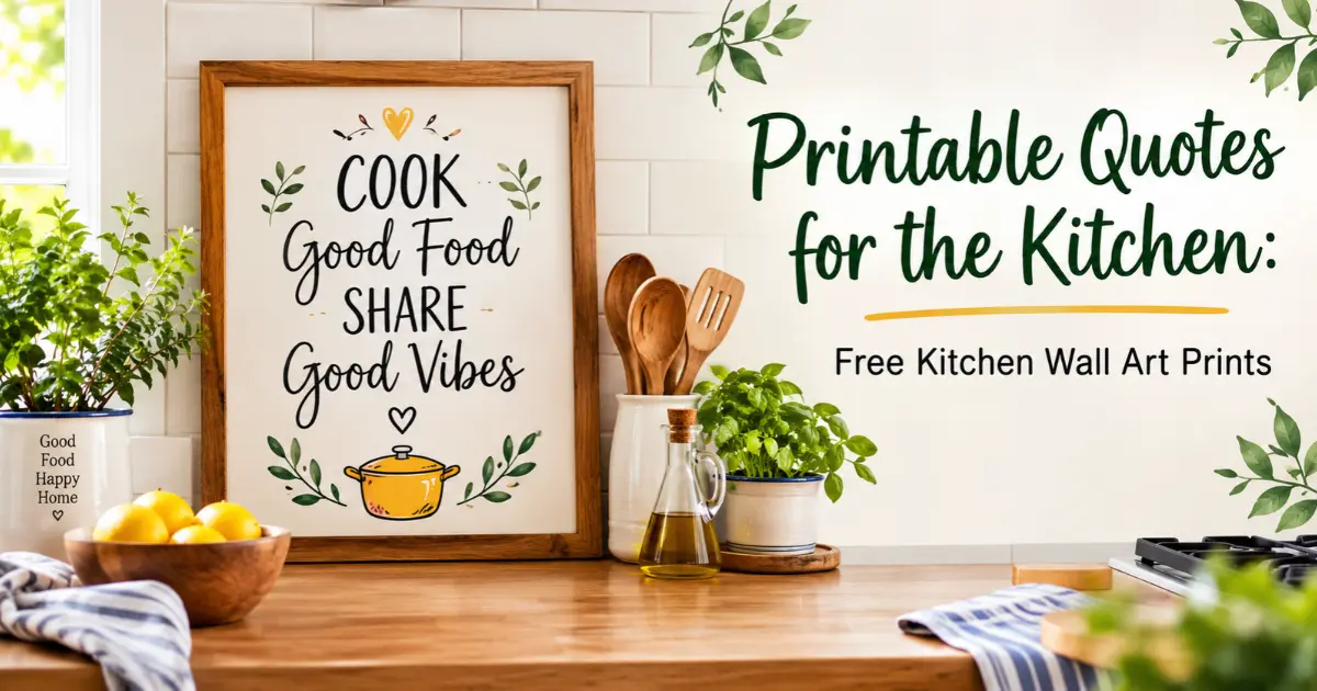Printable quotes for the kitchen featuring cozy kitchen wall art prints