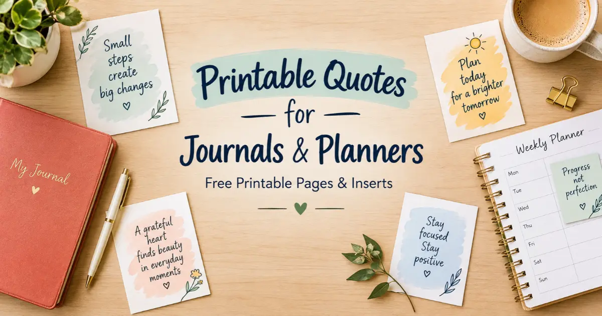 Printable motivational quotes layout formatted for journals and planners